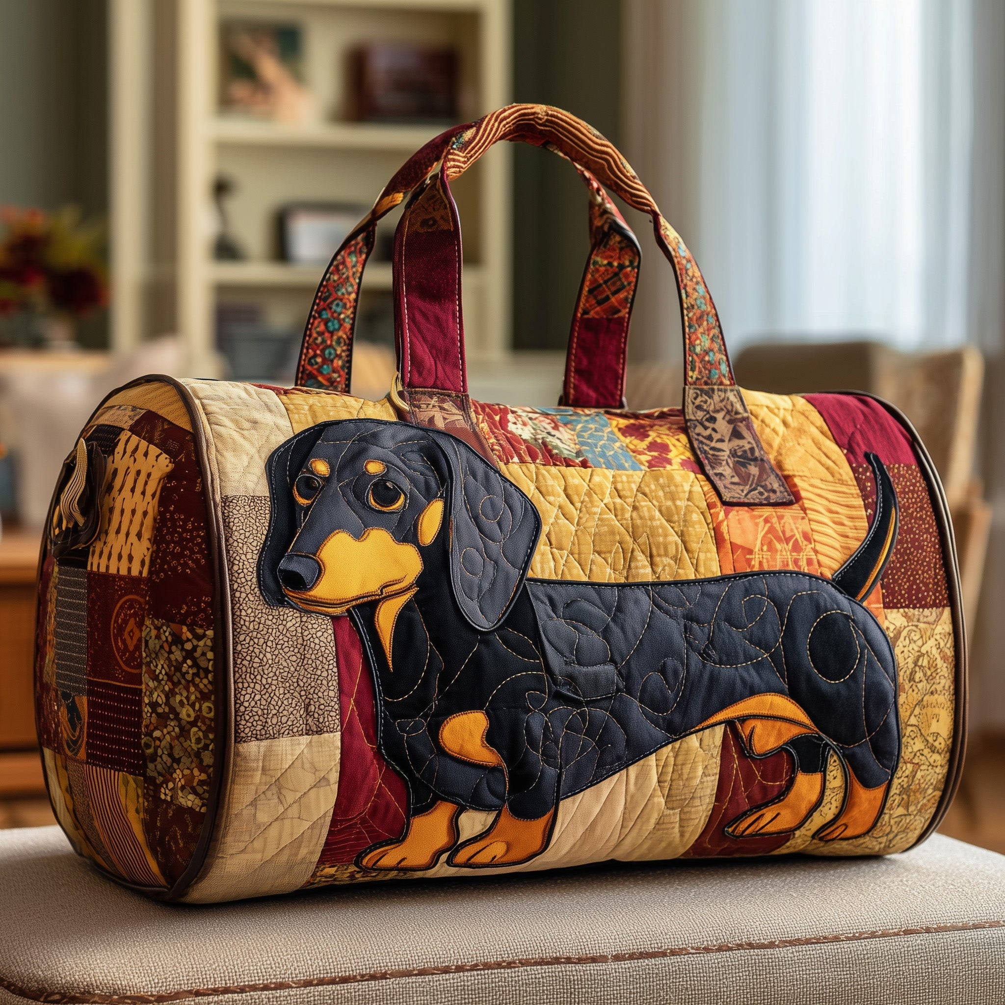 Dachshund Quilted Duffle Bag For Weekend Trips