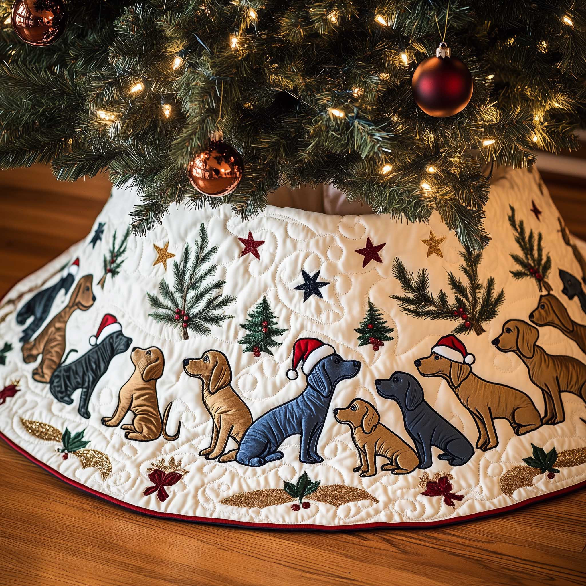 Dachshund Quilted Tree Skirt Animal Themed Christmas Tree Skirt Dog Christmas Presents