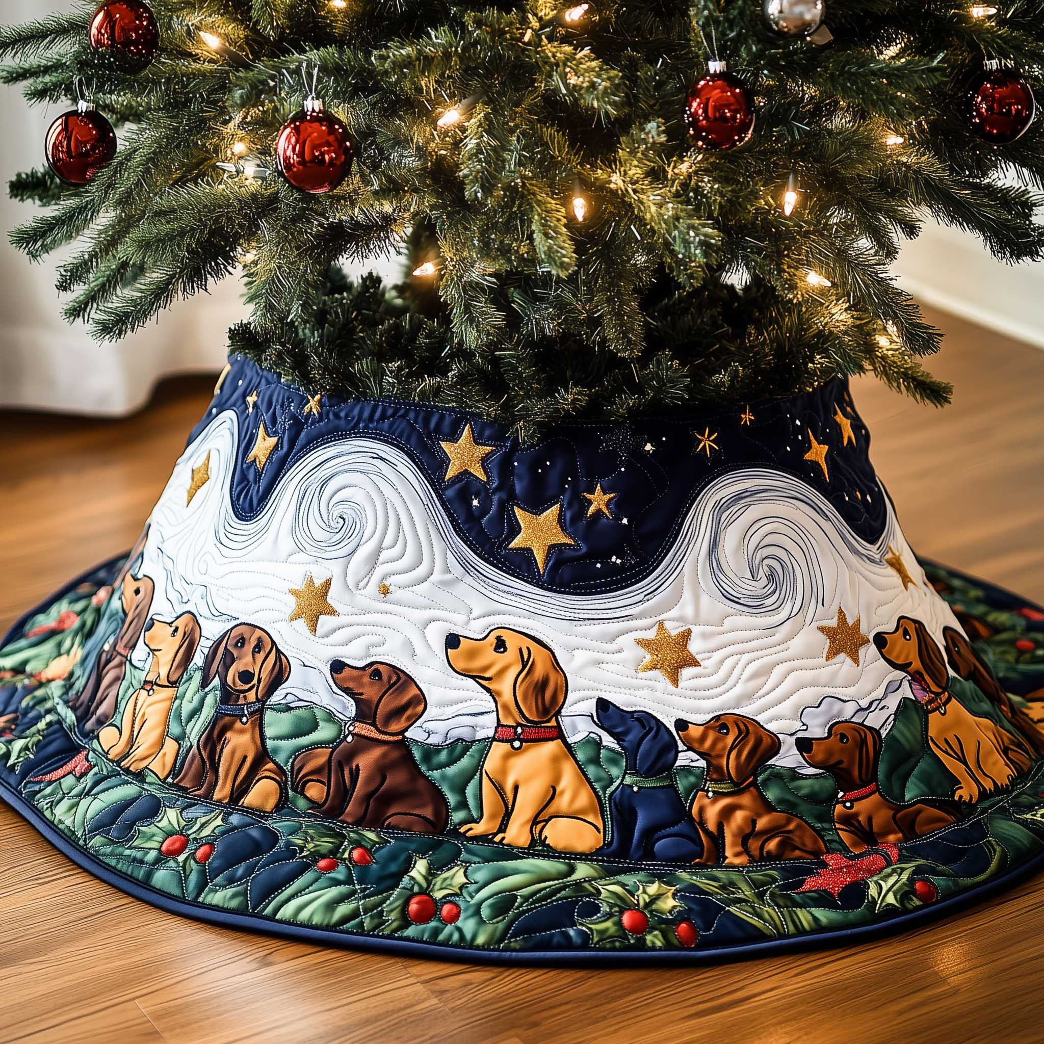 Dachshund Quilted Tree Skirt Christmas Tree Skirt Christmas Gifts For Dachshund Dog Lover