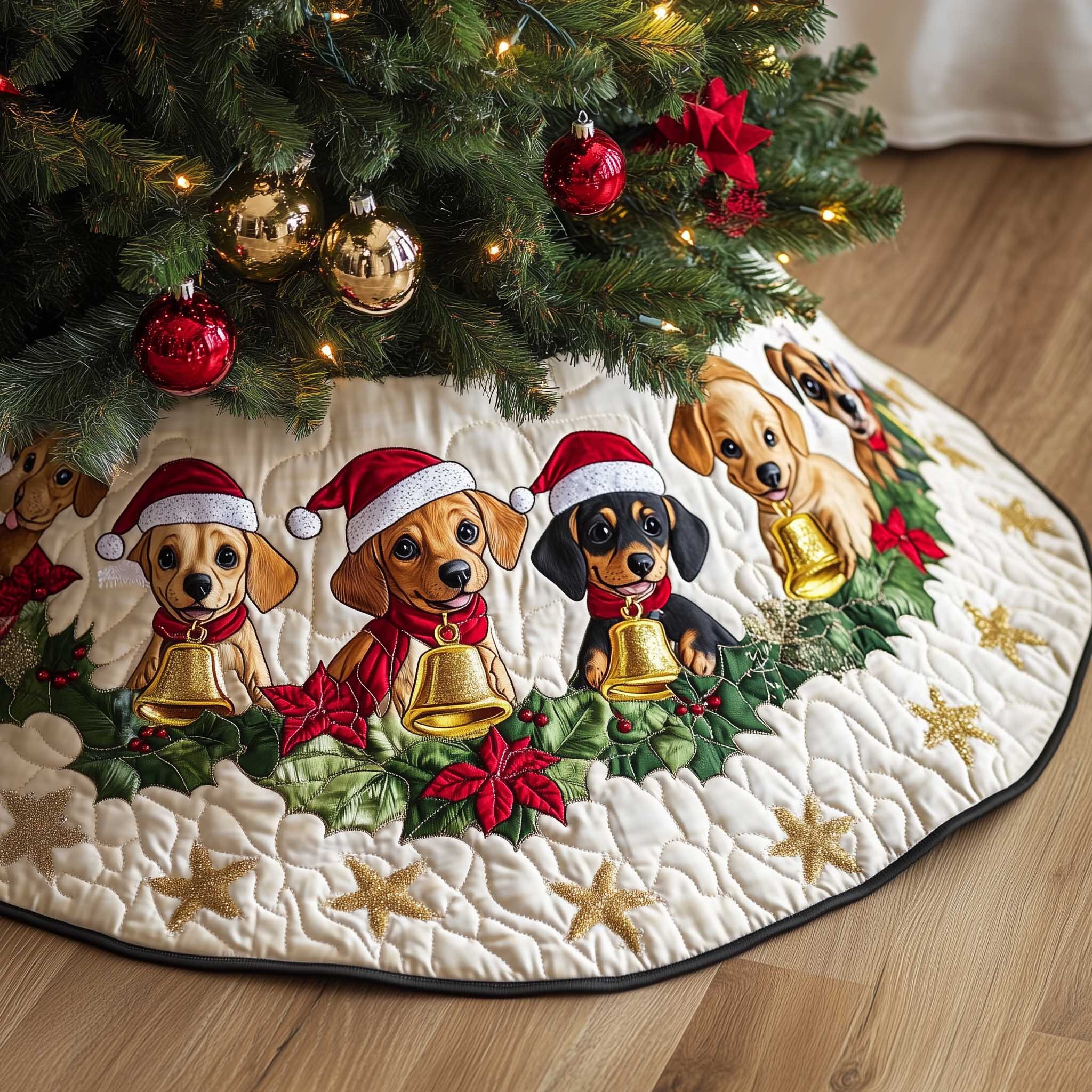 Dachshund Quilted Tree Skirt Christmas Tree Skirt Christmas Holiday Decor Dog Owner Xmas Gifts