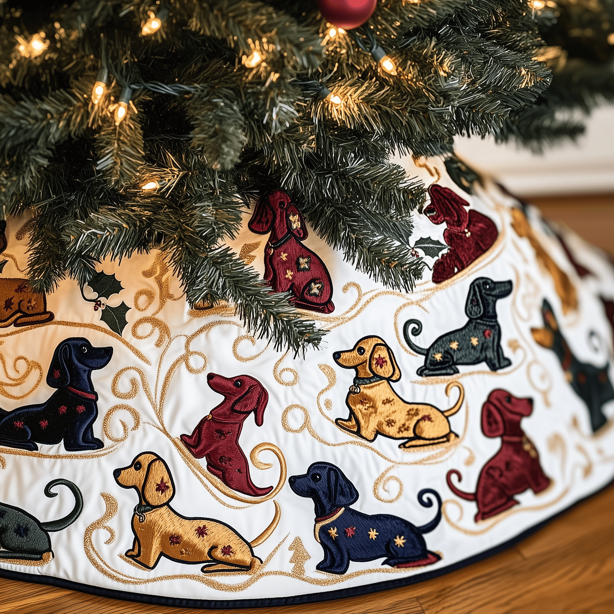 Dachshund Quilted Tree Skirt Christmas Tree Skirt Cute Gifts For Dog Lovers