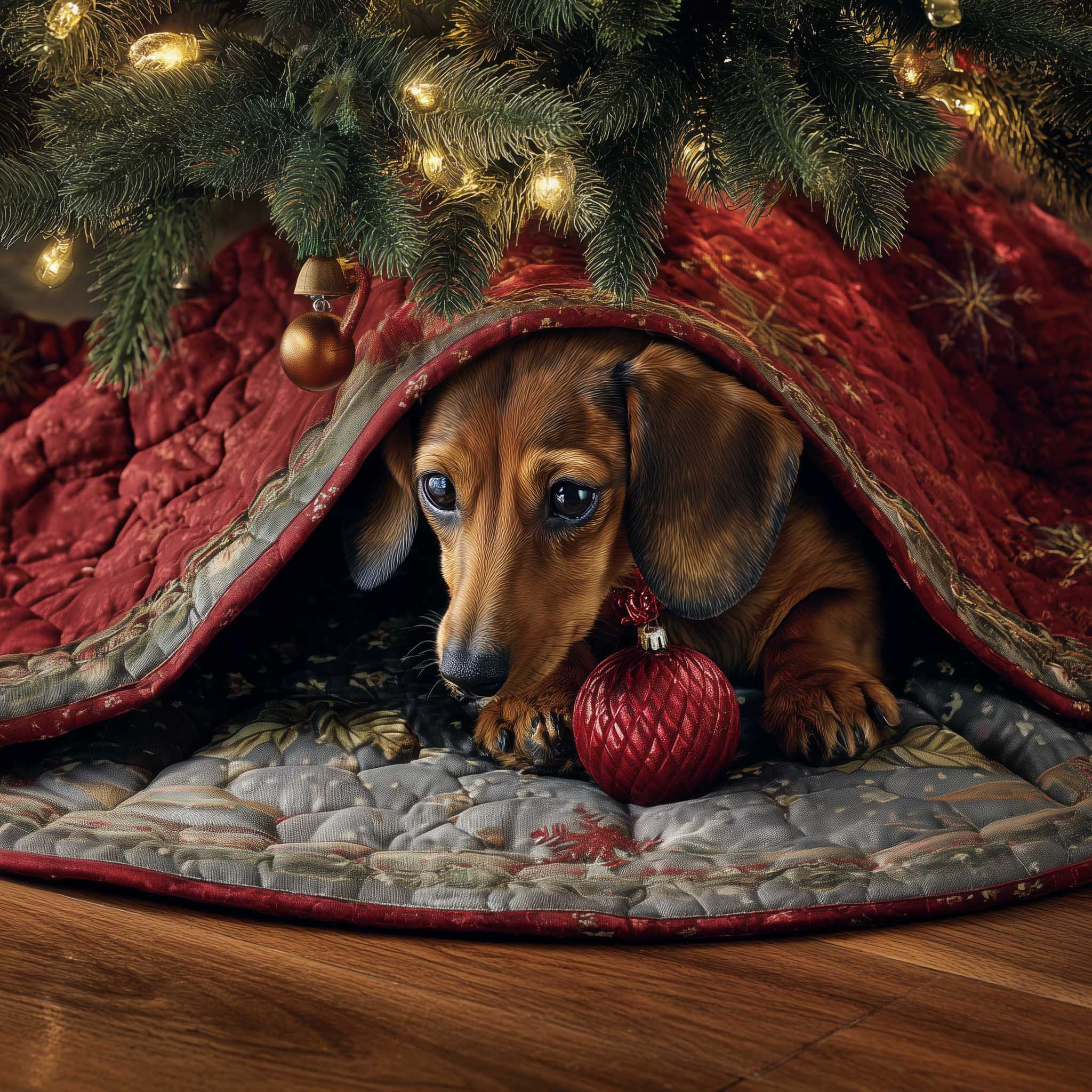 Dachshund Quilted Tree Skirt Christmas Tree Skirt Dachshund Owner Xmas Presents