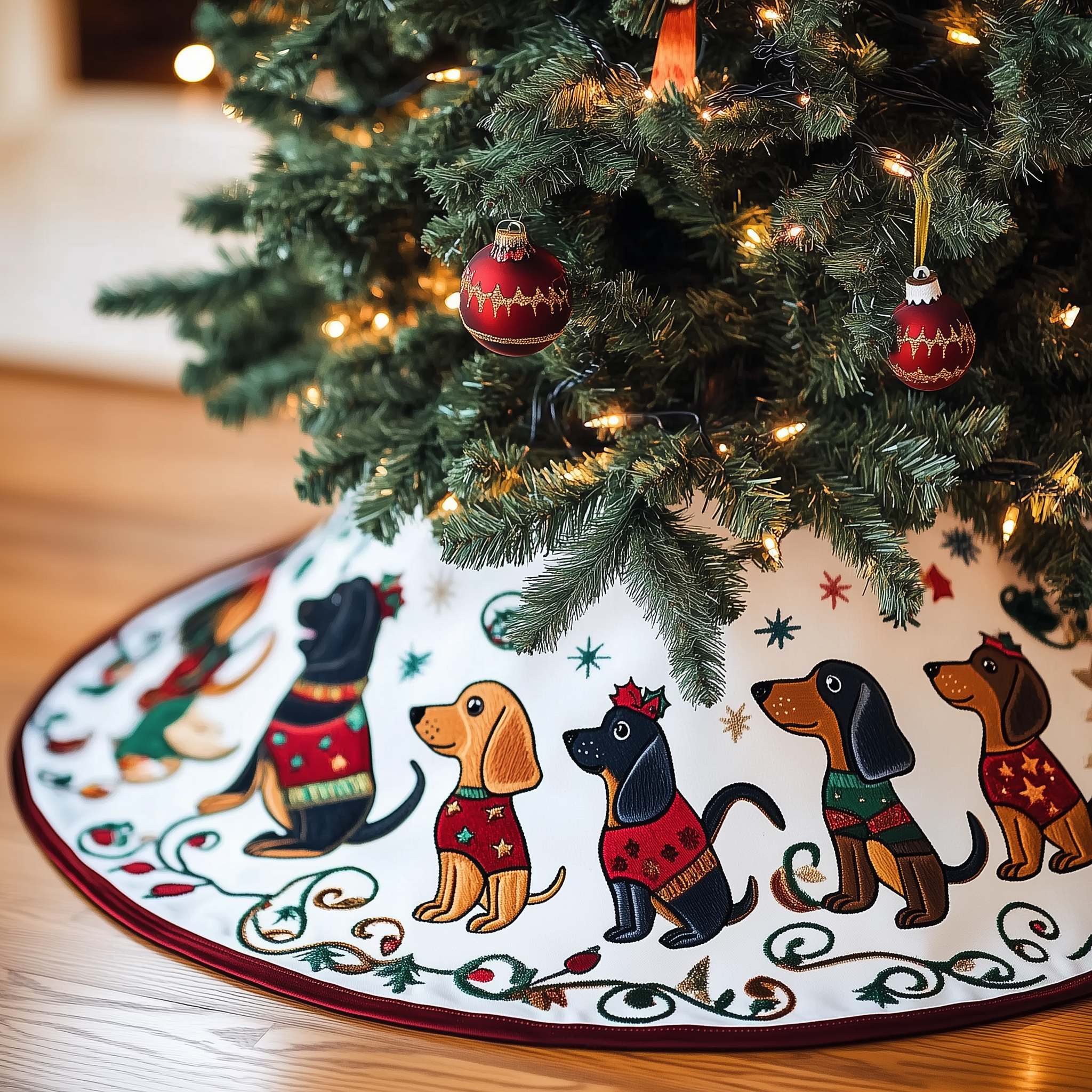 Dachshund Quilted Tree Skirt Christmas Tree Small Skirt Christmas Present For New Grandma