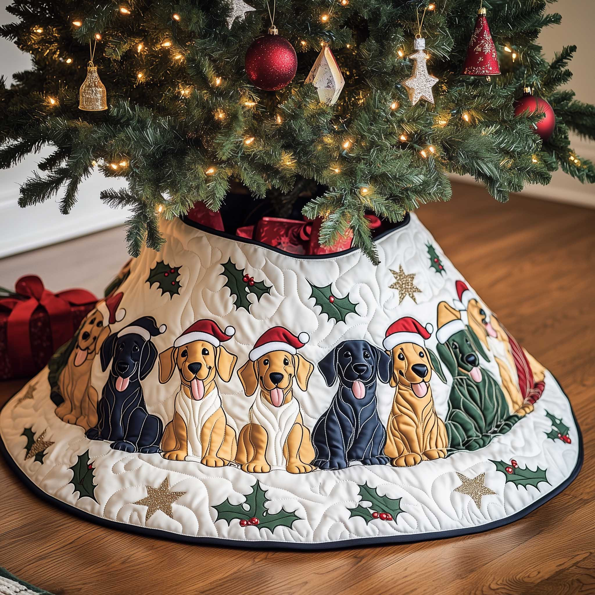 Dachshund Quilted Tree Skirt Holiday Home Decor Christmas Tree Skirt Dog Xmas Gifts