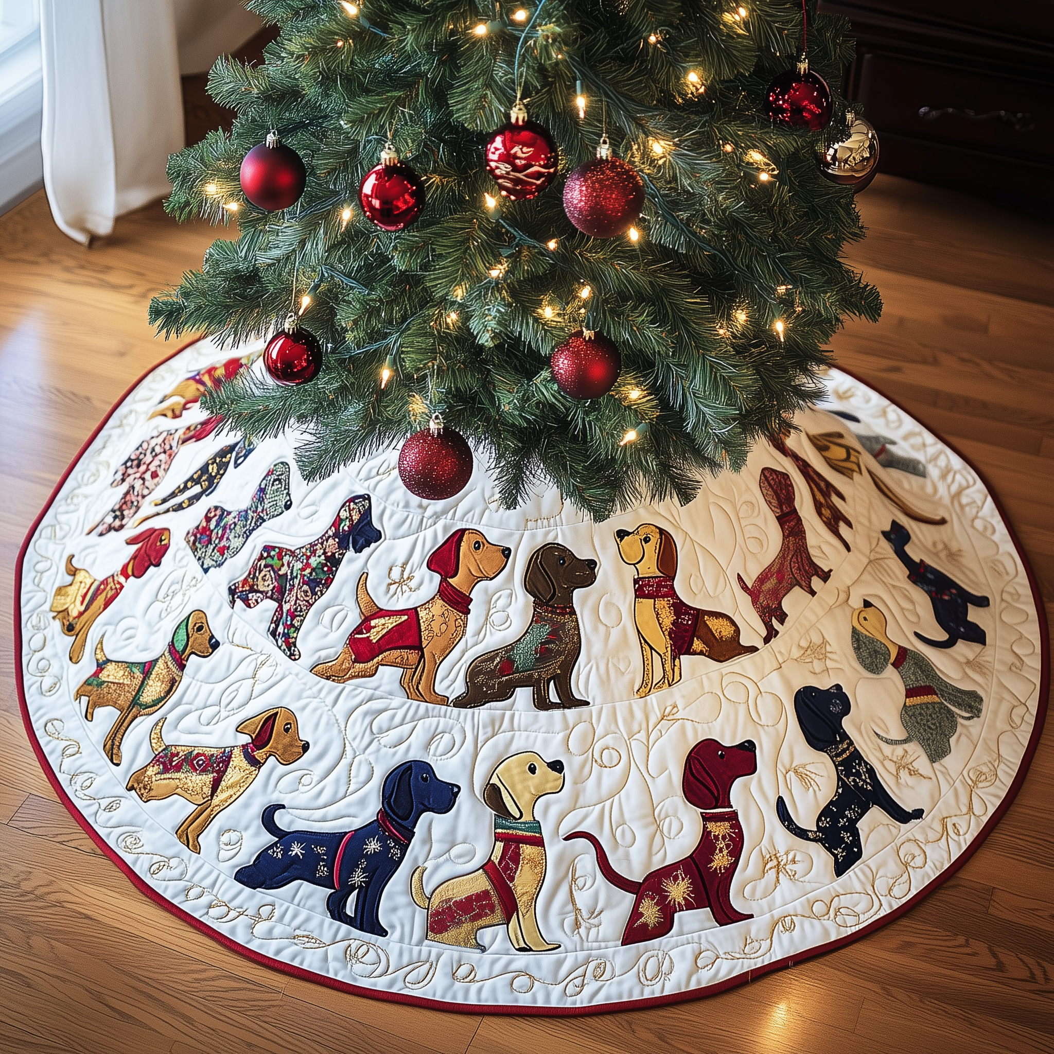 Dachshund Quilted Tree Skirt Must-Have Holiday Decor Merch