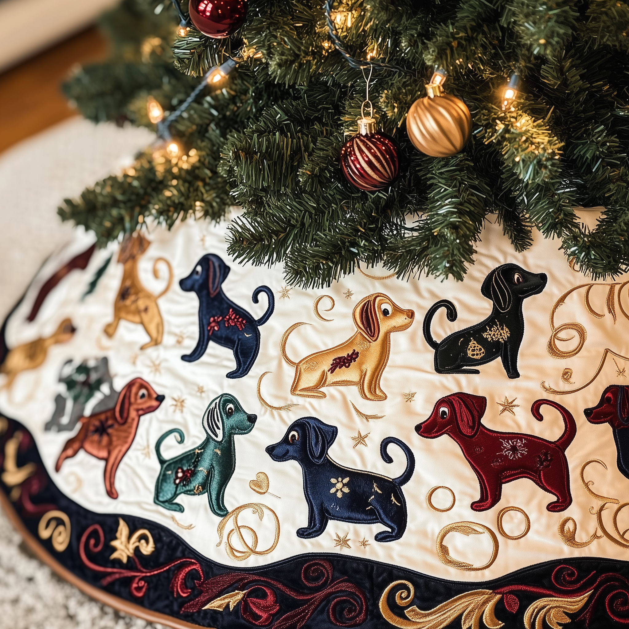 Dachshund Quilted Tree Skirt Thoughtful Gift Merch For Dad