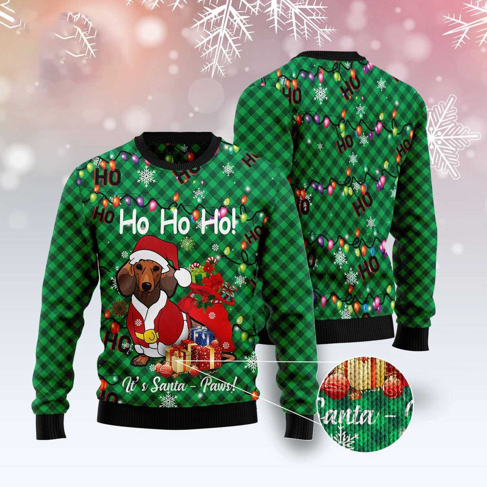 Dachshund Santa Paw Ugly Christmas Sweater Funny Ugly Christmas Sweater Xmas Gifts