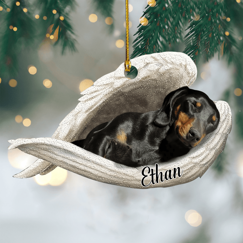 Dachshund sleeping angel black and tan dachshund lovers dog mom ornament