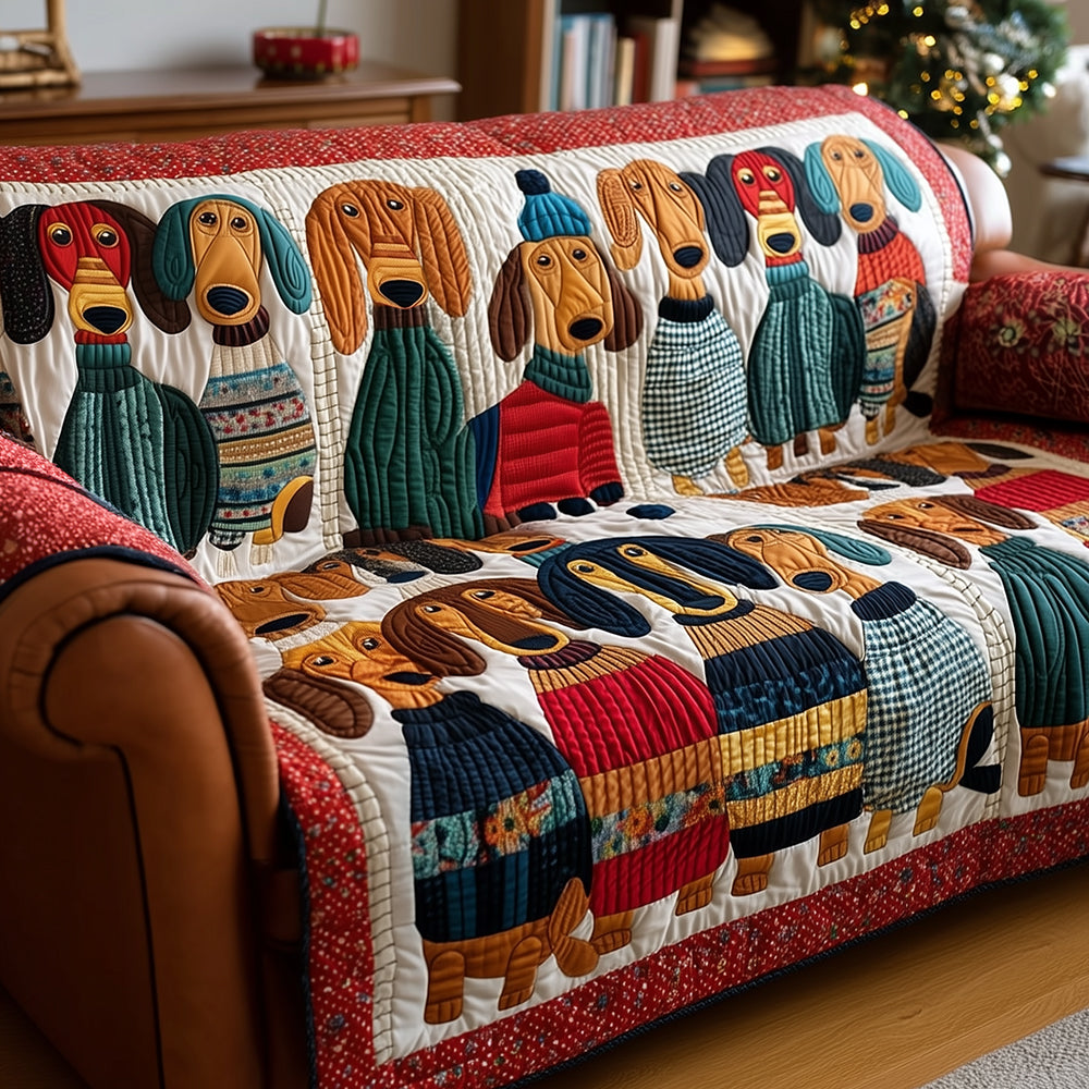 Dachshund Slumber Party Quilted Sofa Cover Seat Covers For Couches Sausage Dog Gifts For Her