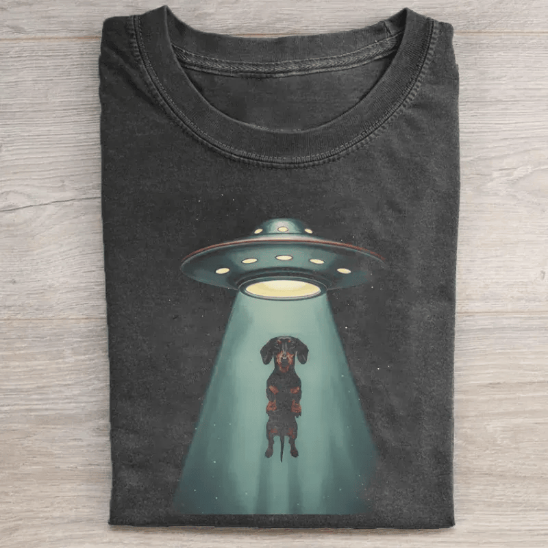 Dachshund UFO Abduction T-Shirt Funny Dachshund Dog Lover Tee Alien Dog Shirt Best Gift For Dachshund Owners