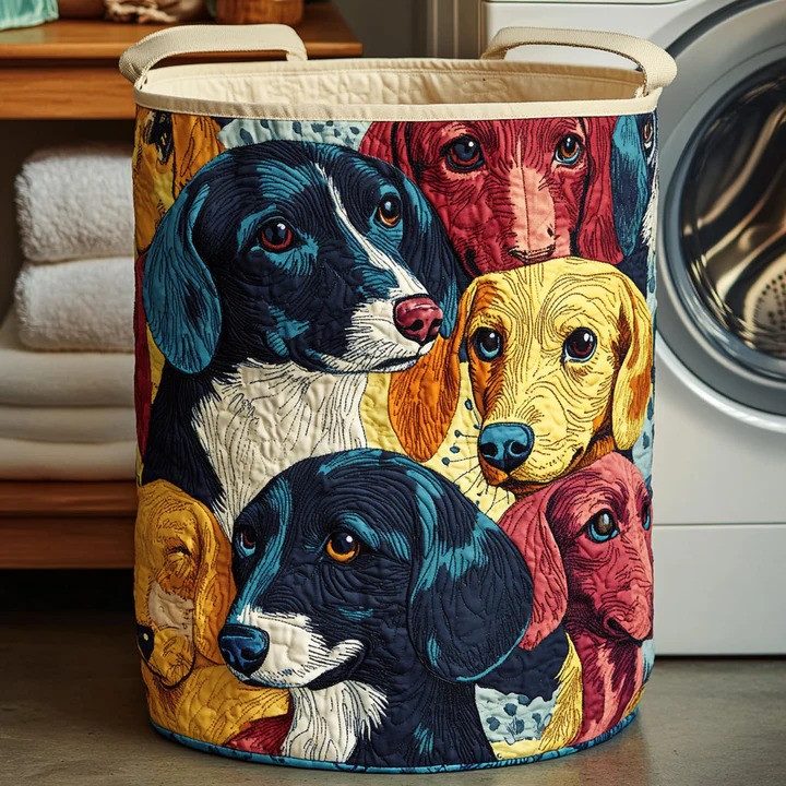 Dachshund Warm Home Quilted Laundry Basket Cute Dog Home Organizer Best Gift For Dachshund Owners