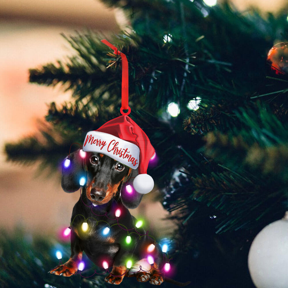 Dachshund Wear Santa Hat Ornament Dachshund Lover Cute Christmas Tree Decorations