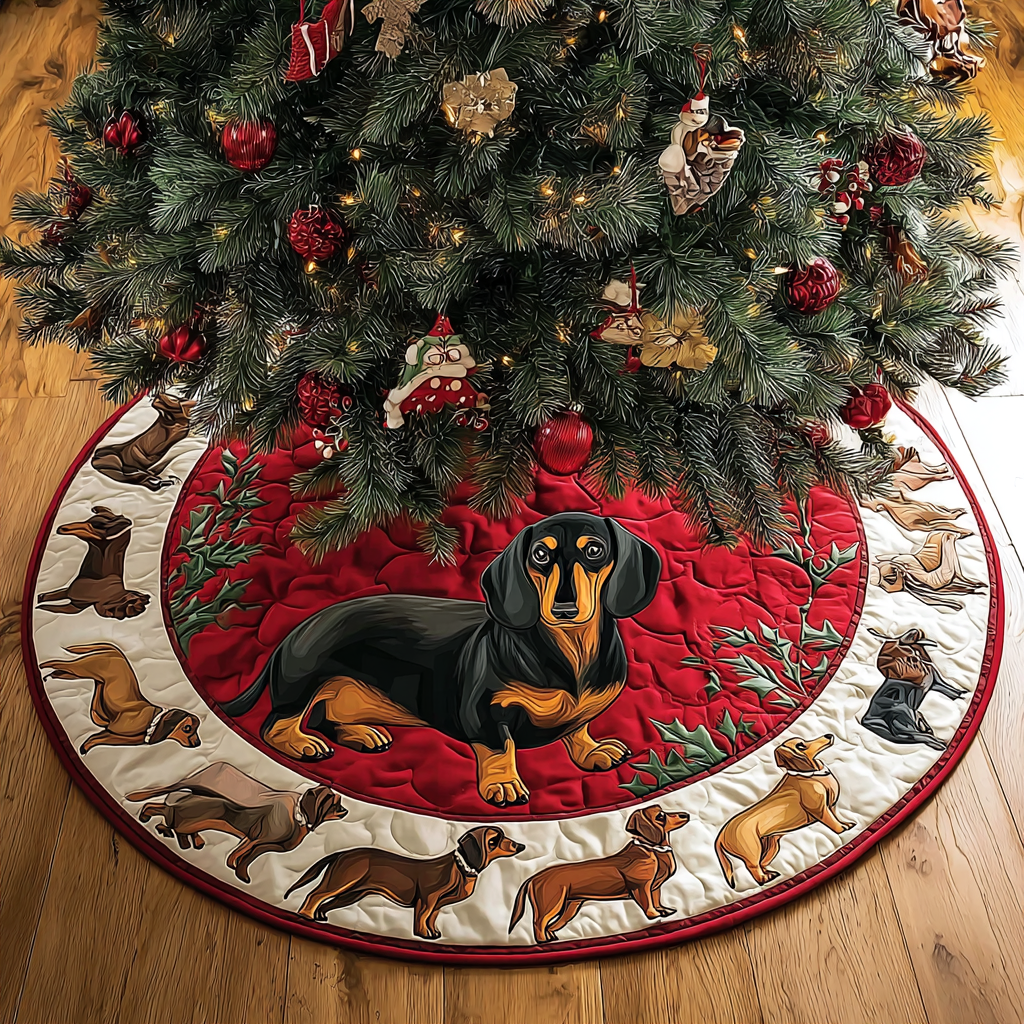 Dachshunds Blessing Christmas Quilted Tree Skirt Trending Christmas Tree Skirt Merch 2025