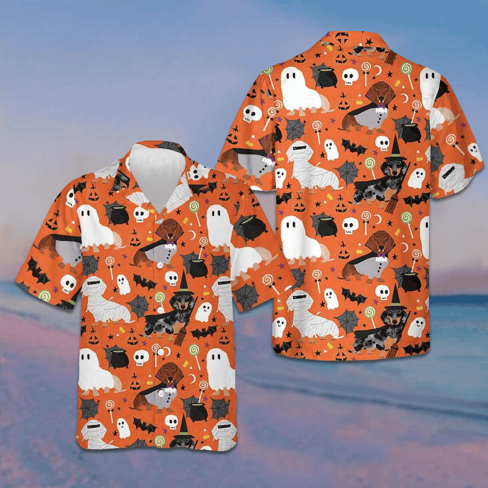 Dachshunds On Halloween Hawaiian Shirt Funny Halloween Shirt Gifts For Dog Lovers