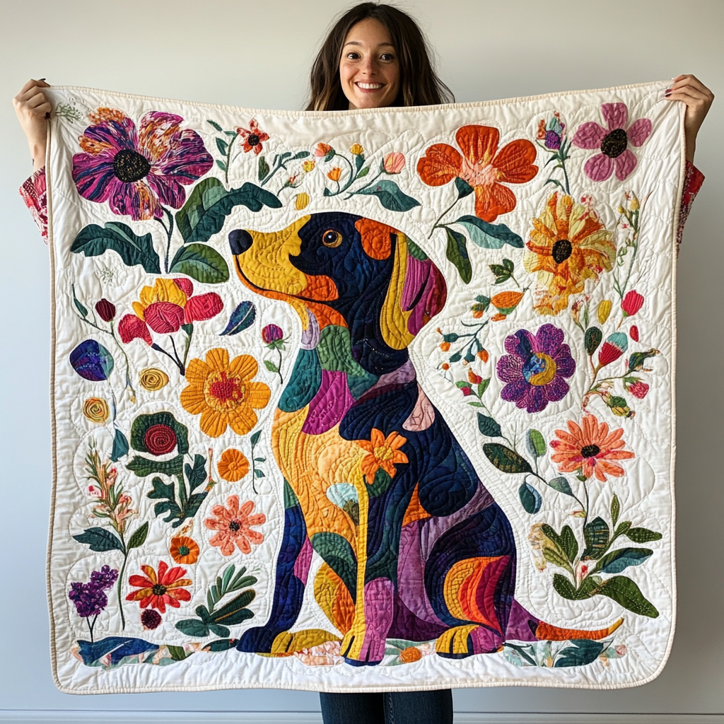 Dachsie Doodles Quilted Blanket Gifts For Pet Owners