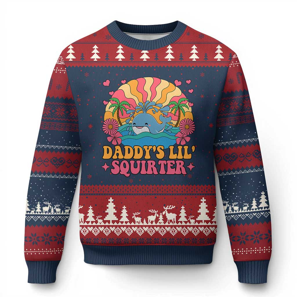 Daddy's Lil Squirter Ugly Christmas Sweater Top Ugly Xmas Sweater Women's Funny