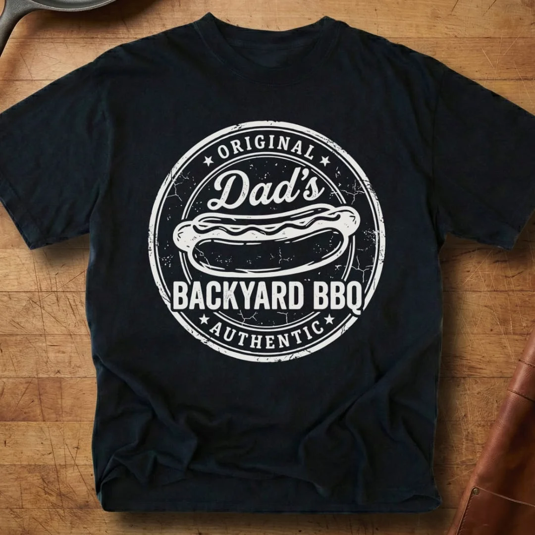 Dad's Backyard BBQ Authentic T-Shirt Hot Dog Lover Shirt Gifts For Him