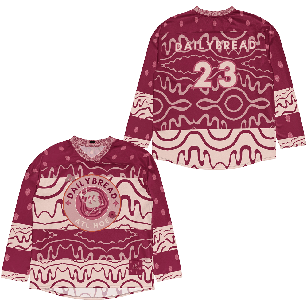 Daily Bread Merch Daily Bread Strawberry Jam Trippy EDM Rave Hockey Jersey Gifts For Music Fans Daily Bread Merch Daily Bread Strawberry Jam Trippy EDM Rave Hockey Jersey Gifts For Music Fans