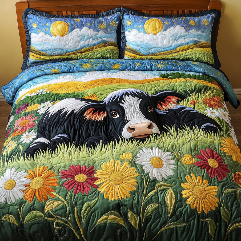 Dairy Charm Quilted Bedding Set Bedroom Decor Ideas Cow Gifts For Christmas