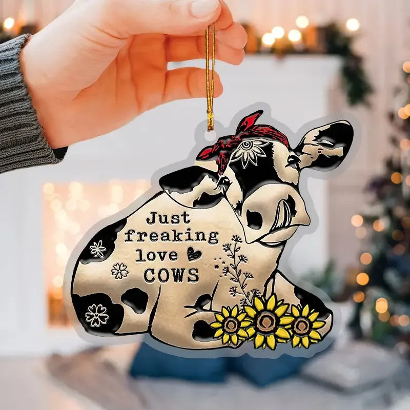 Dairy Cow Acrylic Christmas Ornament Just Freaking Love Cows Christmas Tree Decor Gift Ideas