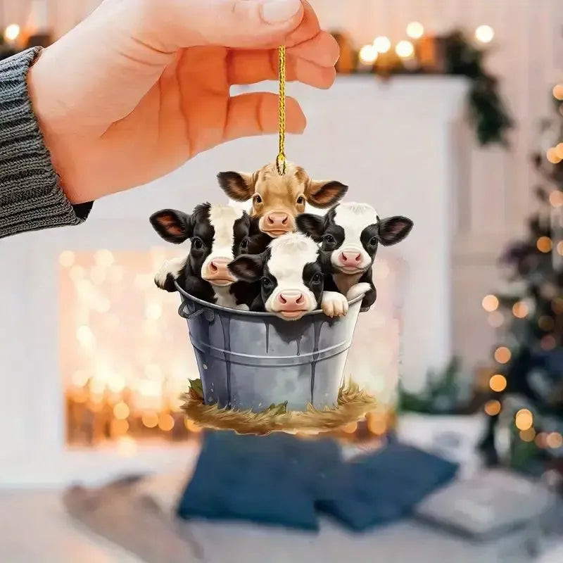 Dairy Cow In Bucket Christmas Ornament Christmas Tree Decor Secret Santa Gifts
