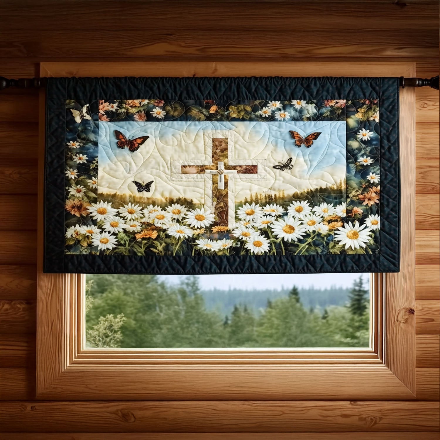 Daisies and Devotion Quilted Valance Christian Valances Christian Gifts For Women