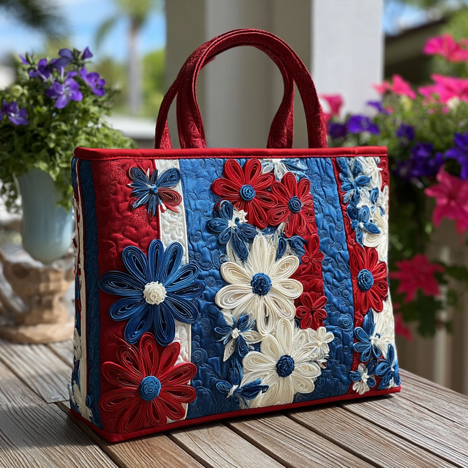Daisies of July Quilted Tote Bag Unique Daisy Gifts