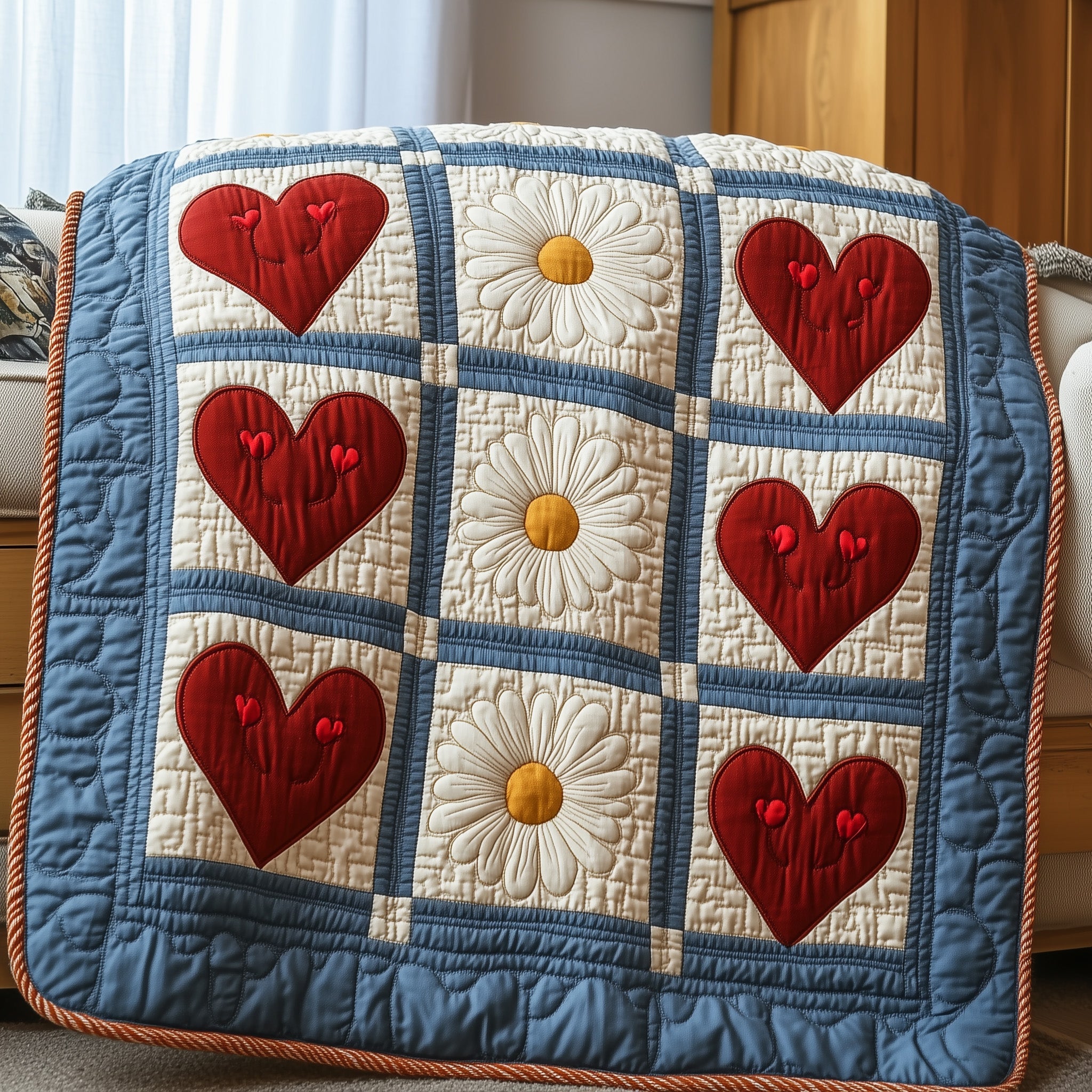 Daisies Quilted Blanket Sofa Throw BlanketChristmas Gifts For Relatives