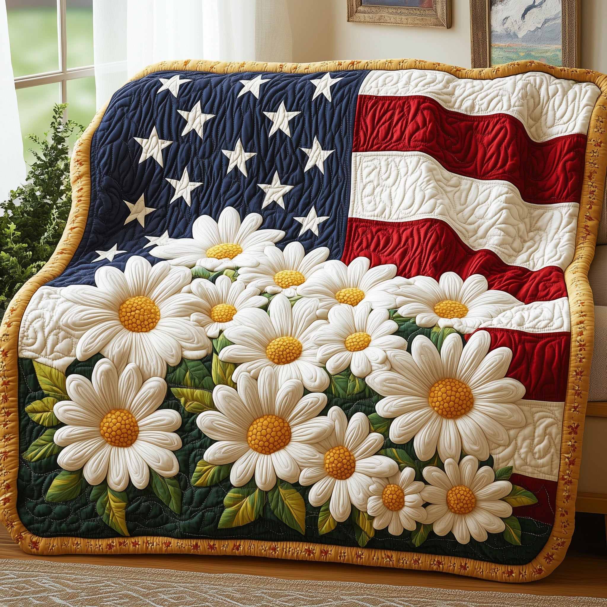 Daisies Quilted Blanket Sofa Throw BlanketFamily Xmas Presents