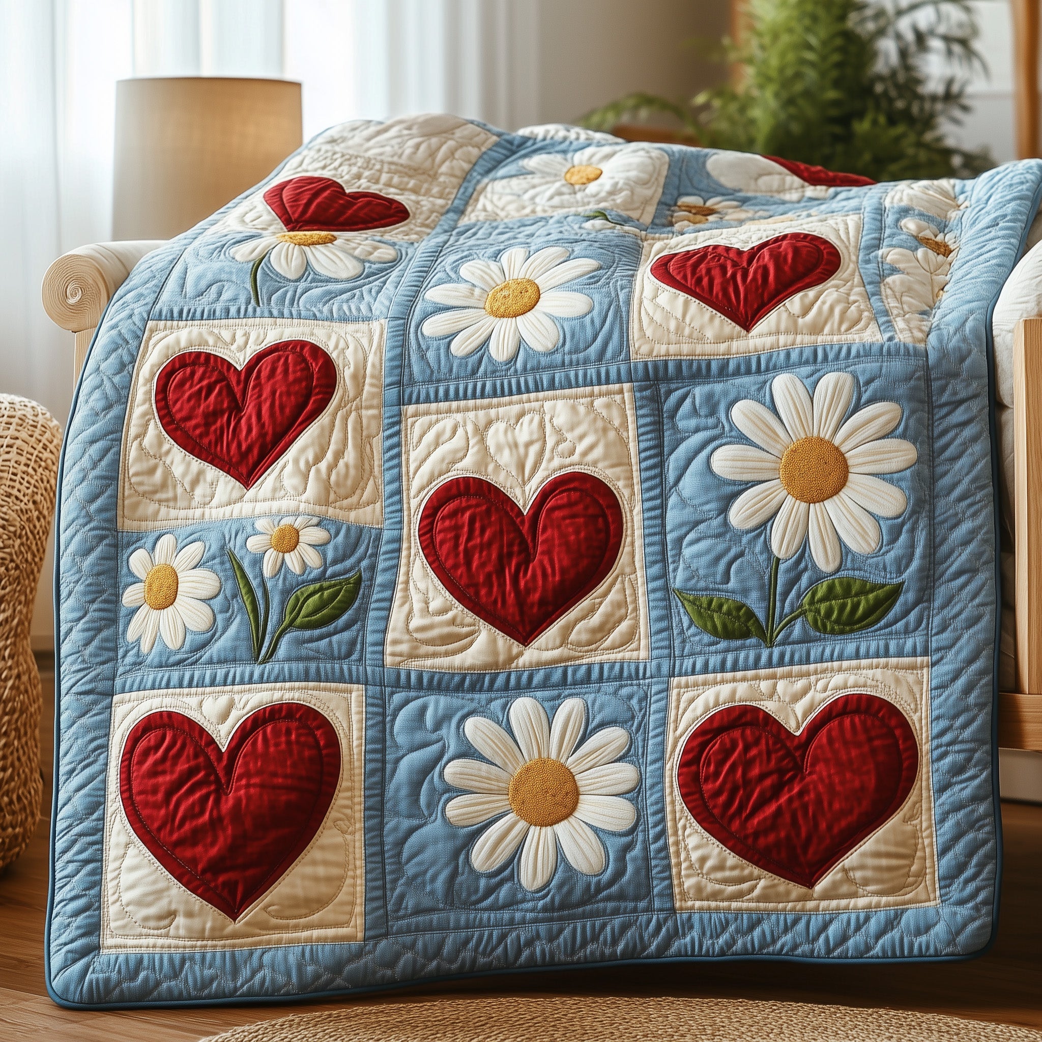 Daisies Quilted Blanket Sofa Throw BlanketGifts For The Family Christmas