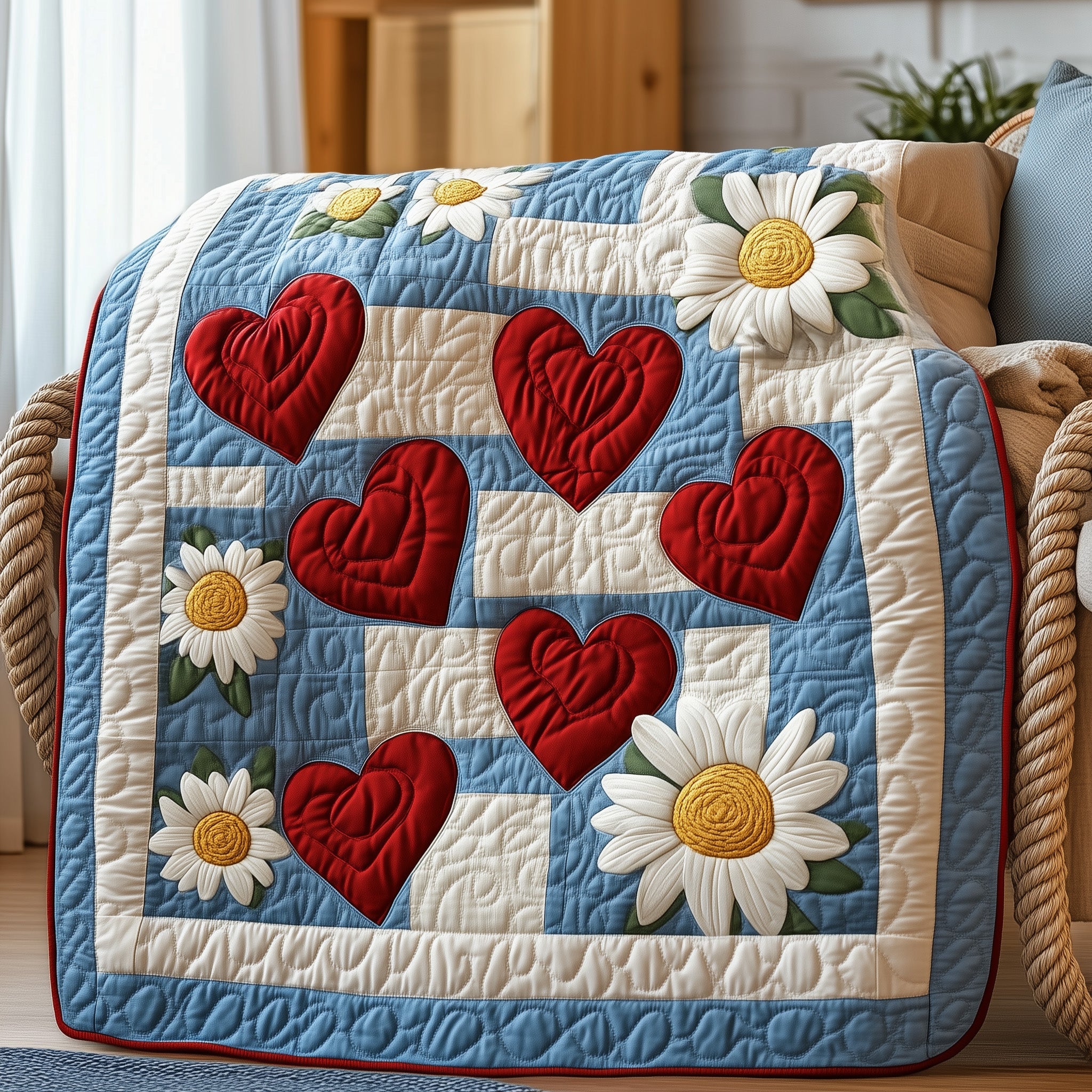 Daisies Quilted Blanket Sofa Throw BlanketXmas Gifts For Family