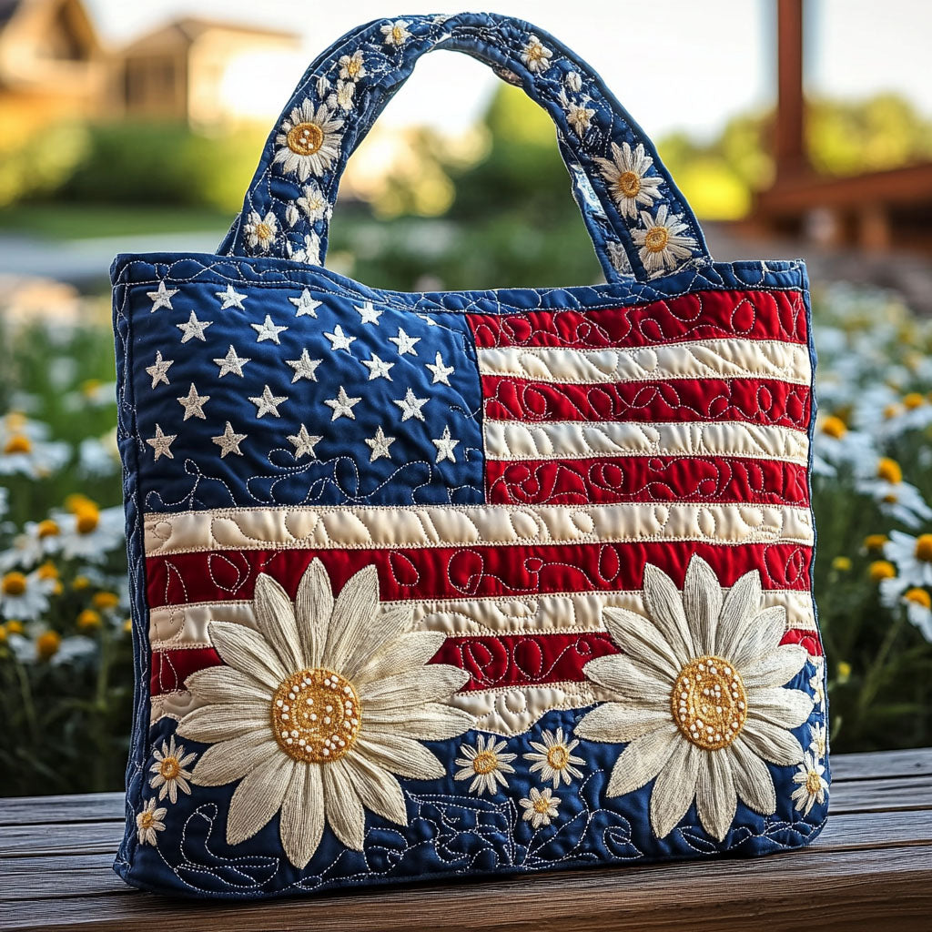 Daisy Americana Quilted Tote Bag Daisy Flower Gifts