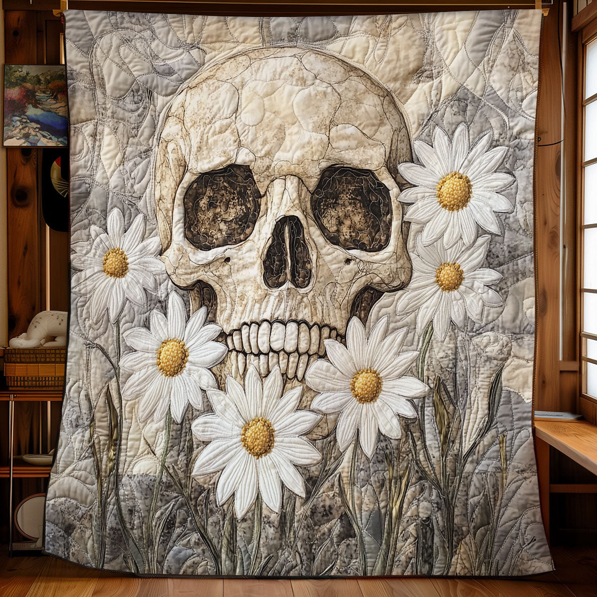 Daisy And Skull Life Quilt Best Decoration Gift For Friends and Family on Halloween Day