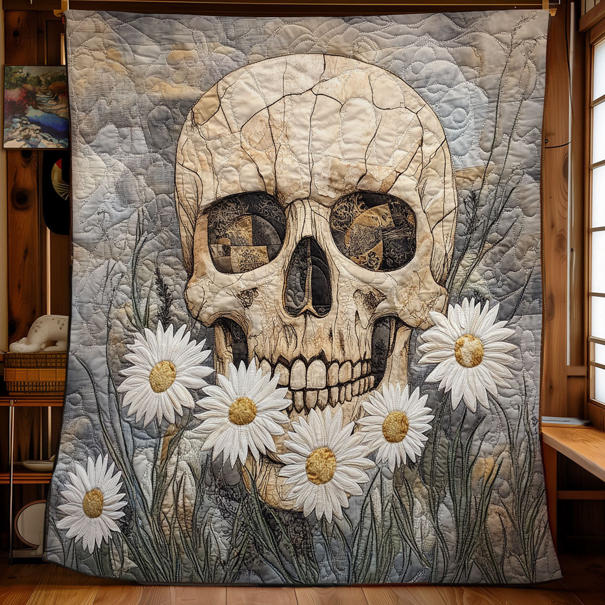 Daisy And Skull Life Quilt Best Gift For Friends and Family on Halloween Day