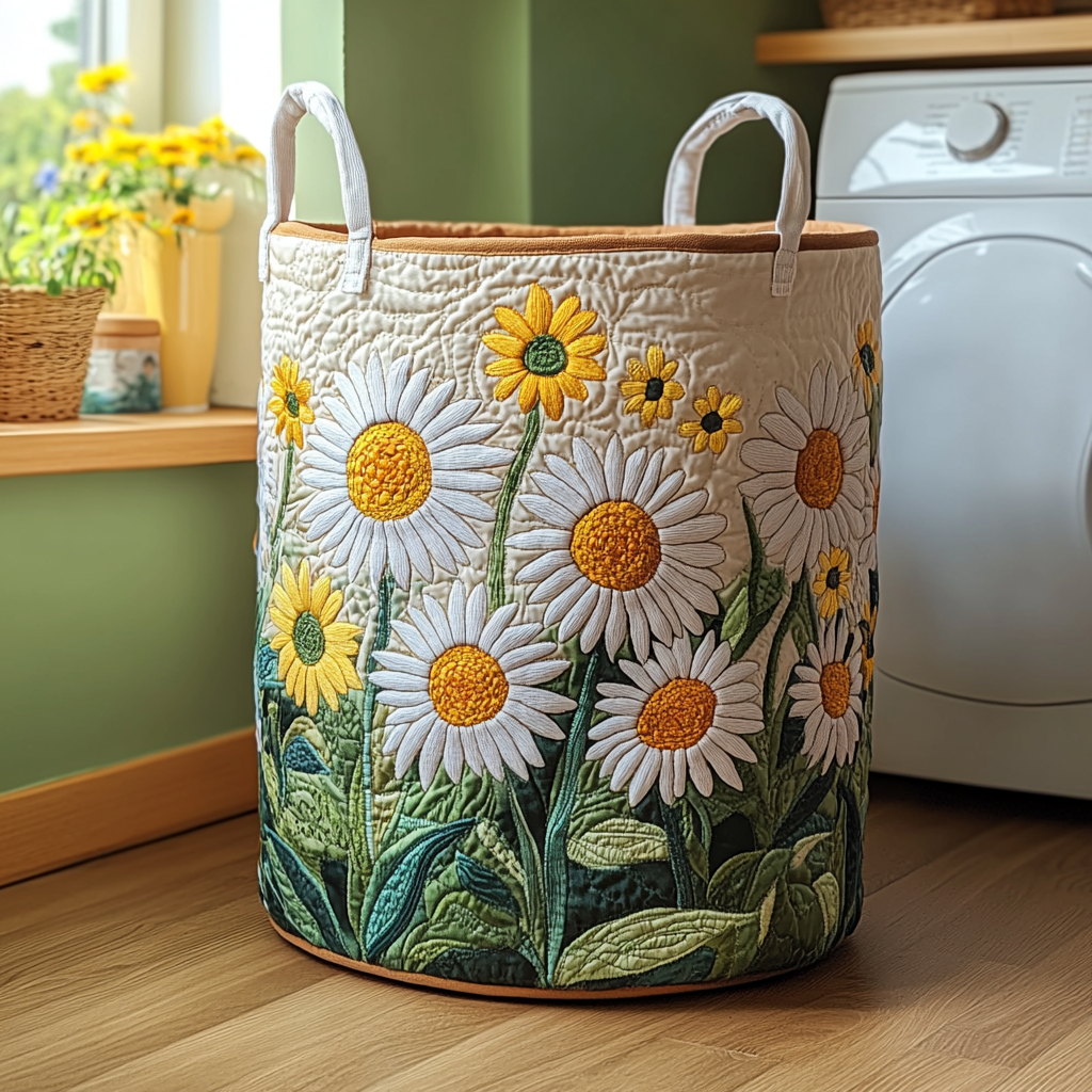 Daisy Charm Quilted Laundry Basket Great Stocking Stuffer