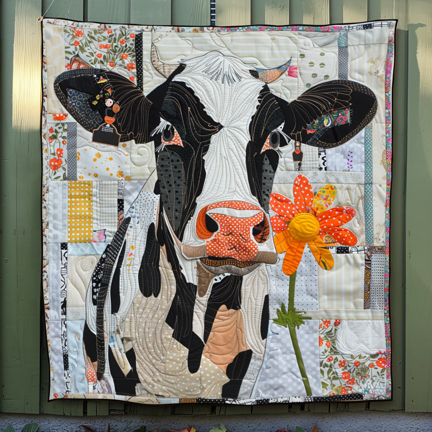 Daisy Dairy Dream Quilted Blanket Presents For Cow Lovers
