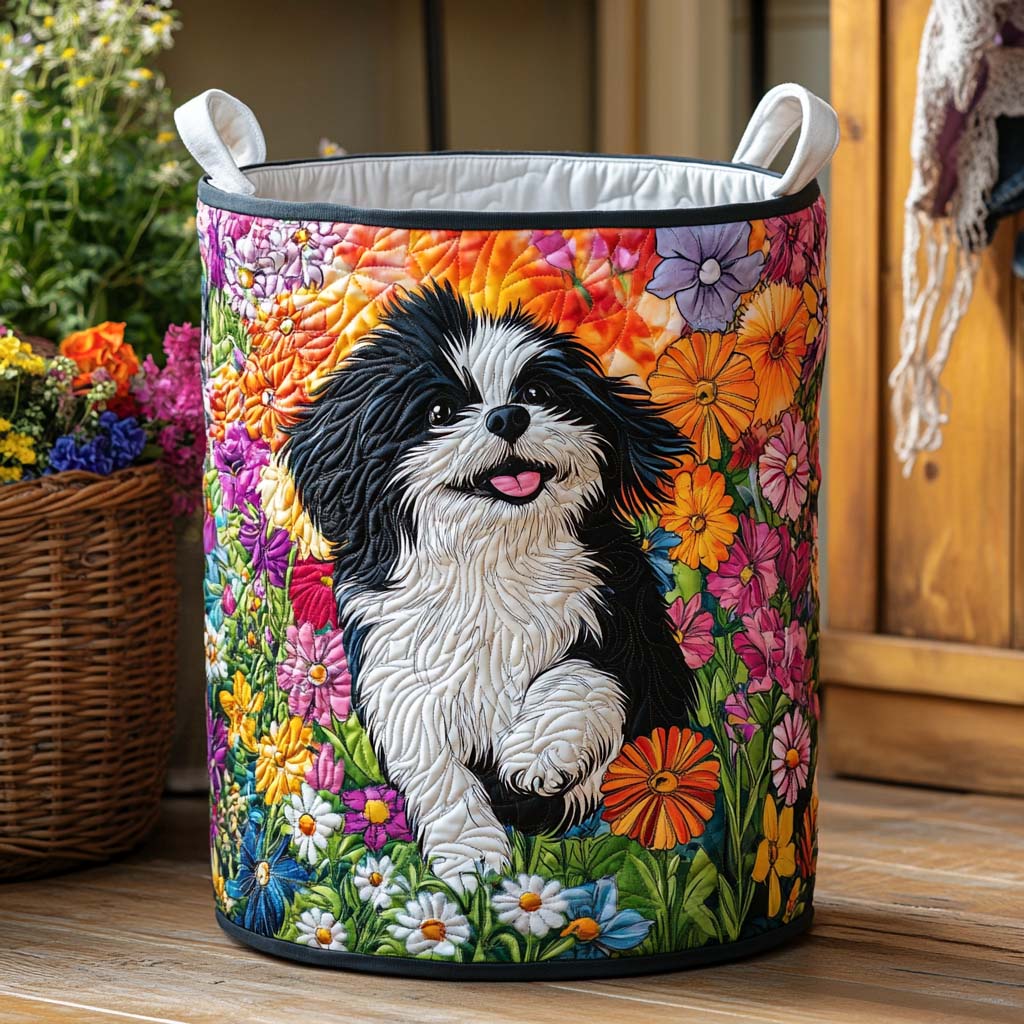 Daisy Delight Quilted Laundry Basket Luxury Quilted Laundry Basket for Elegant Interiors