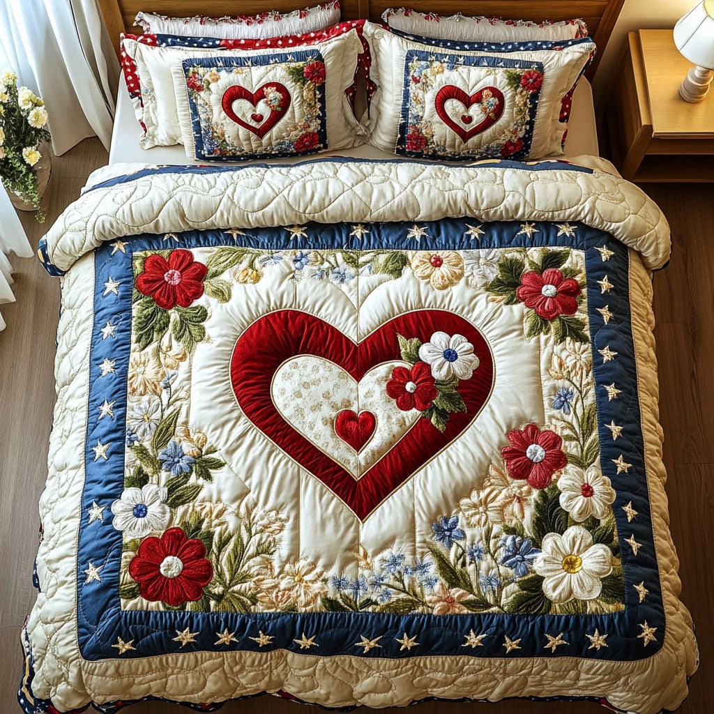 Daisy Devotion Quilted Bedding Set Cozy Bedroom Decor Gifts For A Patriotic Person