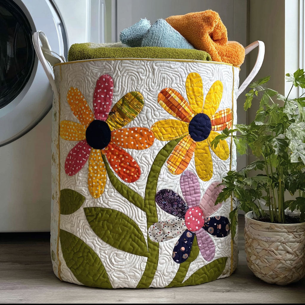 Daisy Doodle Dreams Quilted Laundry Basket Merch For Friends