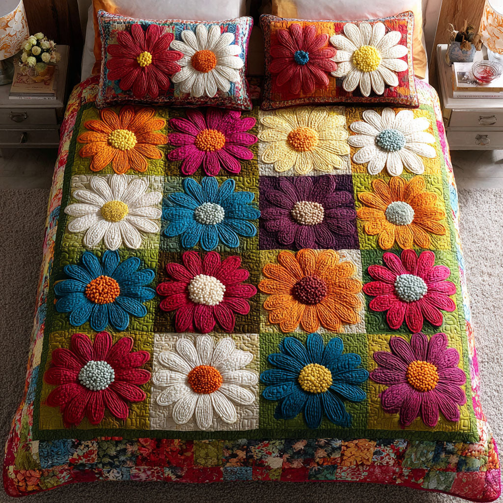 Daisy Dream Quilted Bedding Set Best Comforter Sets Gifts For Daisy Lovers
