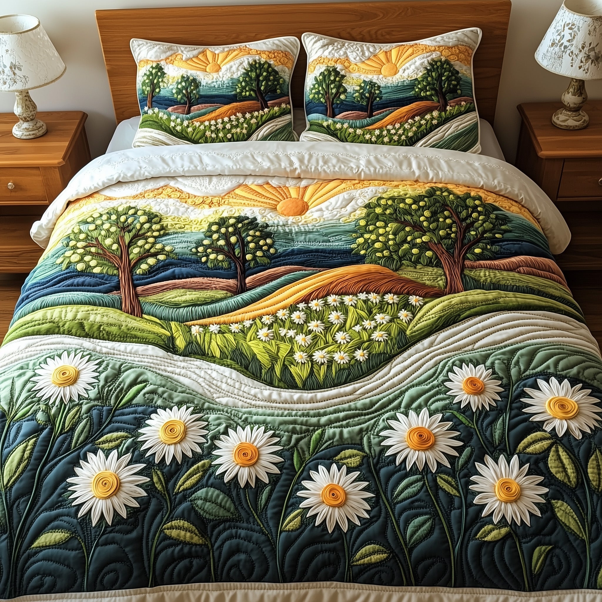 Daisy Dreams Quilted Bedding Set Duvet Cover Bed Sheet Best Christmas Gifts For Mother In Law