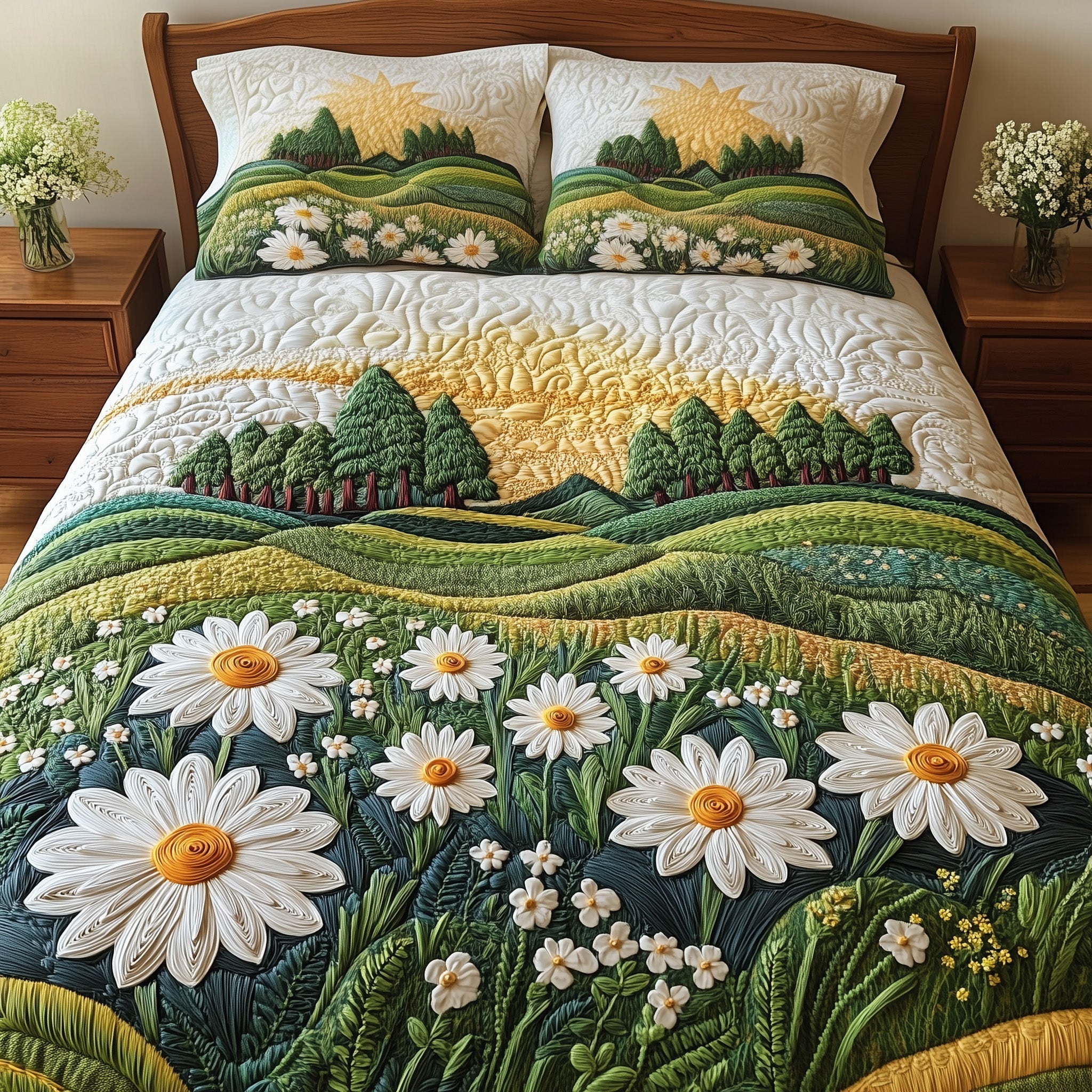Daisy Dreams Quilted Bedding Set Duvet Cover Bed Sheet Christmas Presents For The Whole Family