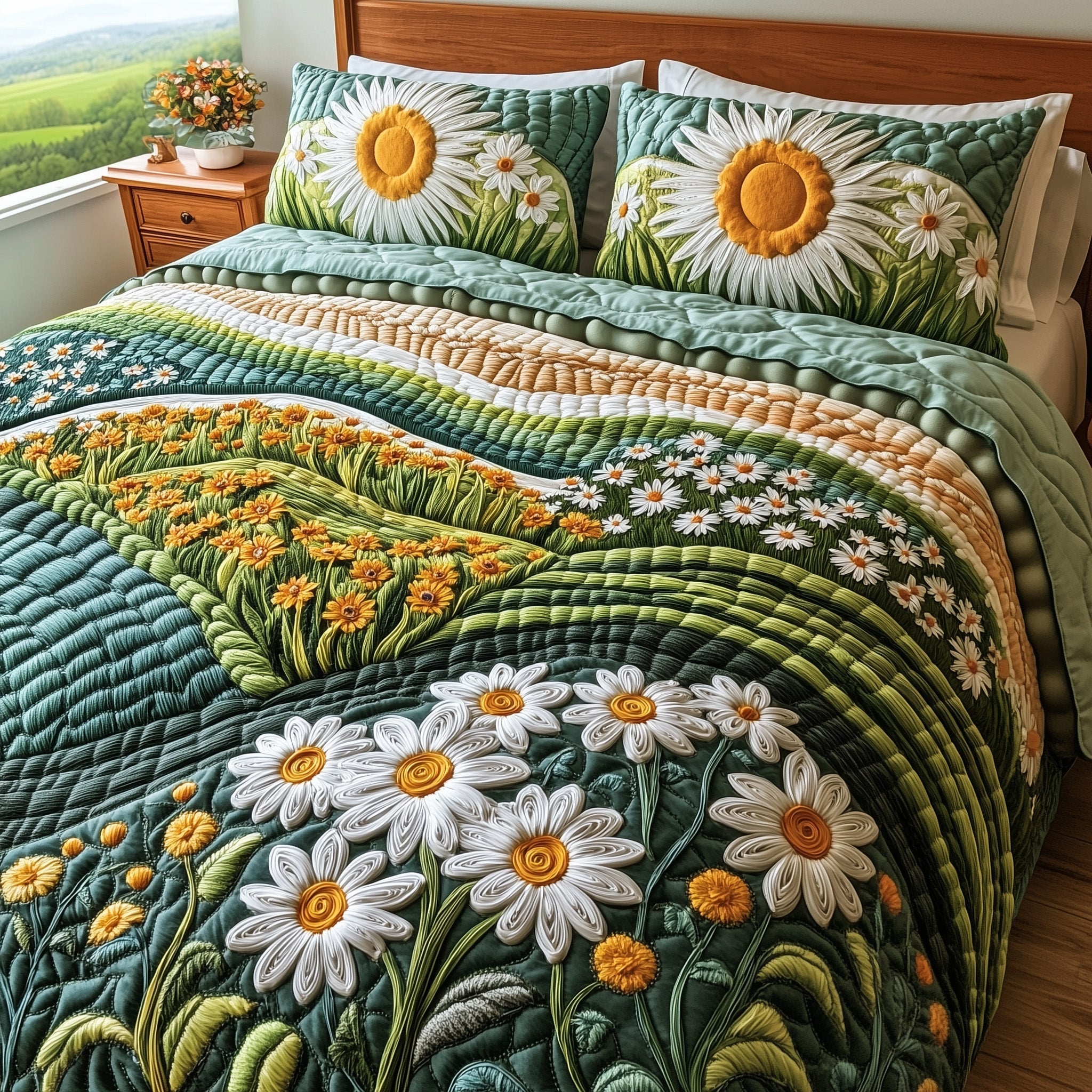 Daisy Dreams Quilted Bedding Set Duvet Cover Bed Sheet Ideas For Christmas Family Gift Exchange