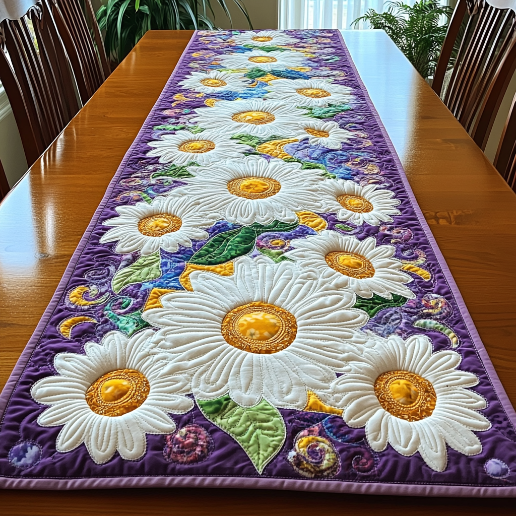 Daisy Fields Quilted Table Runner Dinner Table Decor Ideas Flower Daisy Gift Items
