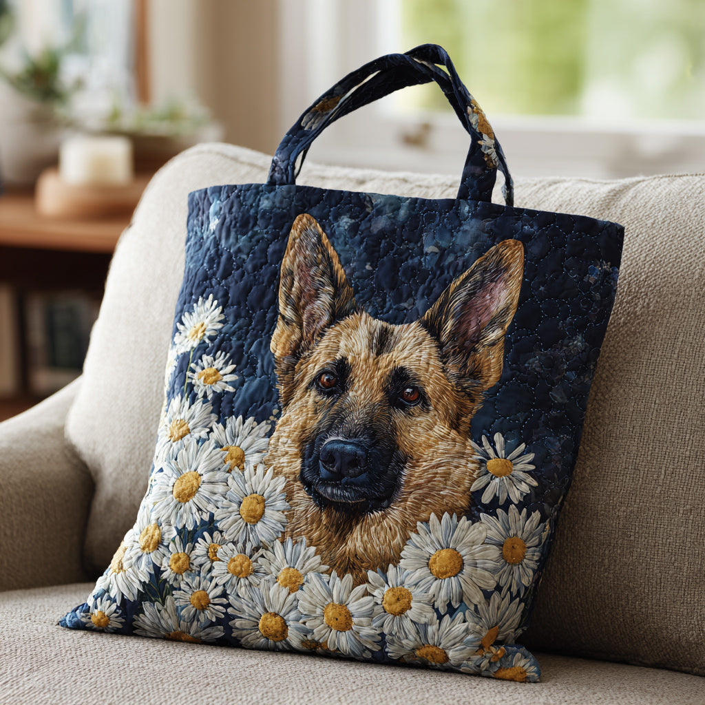 Daisy German Shepherd Bloom Quilted Tote Bag Present Ideas For Dog Lovers