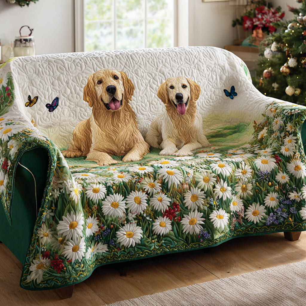 Daisy Golden Retriever Quilted Sofa Cover Holiday Couch Covers Christmas Gifts For Dog Lovers