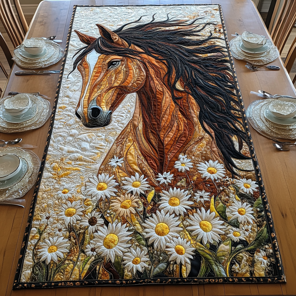 Daisy Hooves Quilted Table Runner Dining Table Decor Ideas Gifts For New Horse Owners