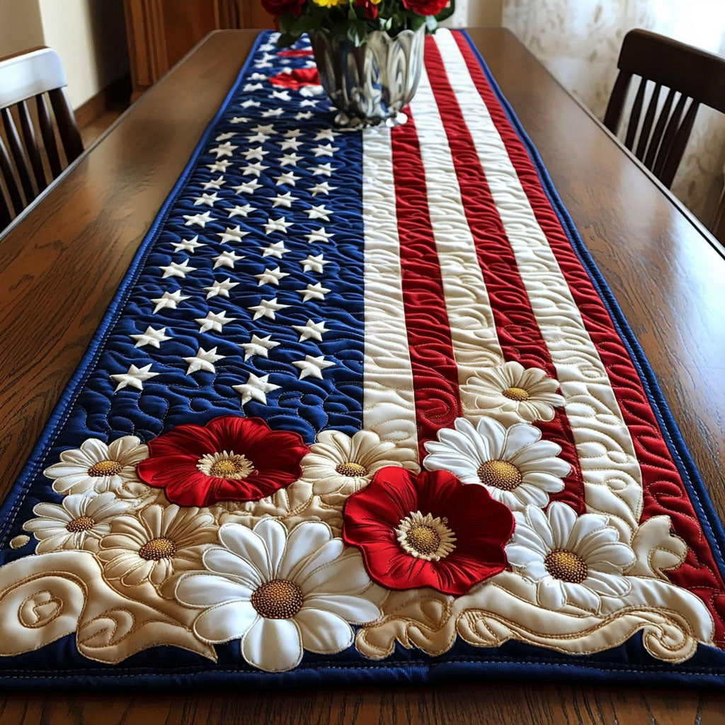 Daisy Liberty Lane Quilted Table Runner Dinner Table Decor Best Patriotic Gifts