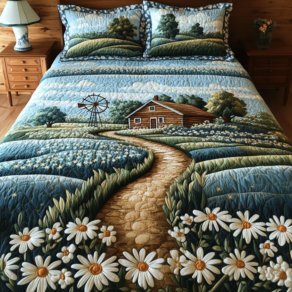 Daisy Path Quilted Bedding Set Cute Room Decor 2025 Christmas Gifts