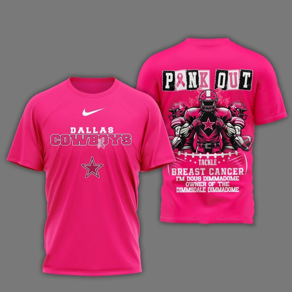 Dallas Cowboys Football Pink Out Tackle Breast Cancer Shirt Fans Gifts